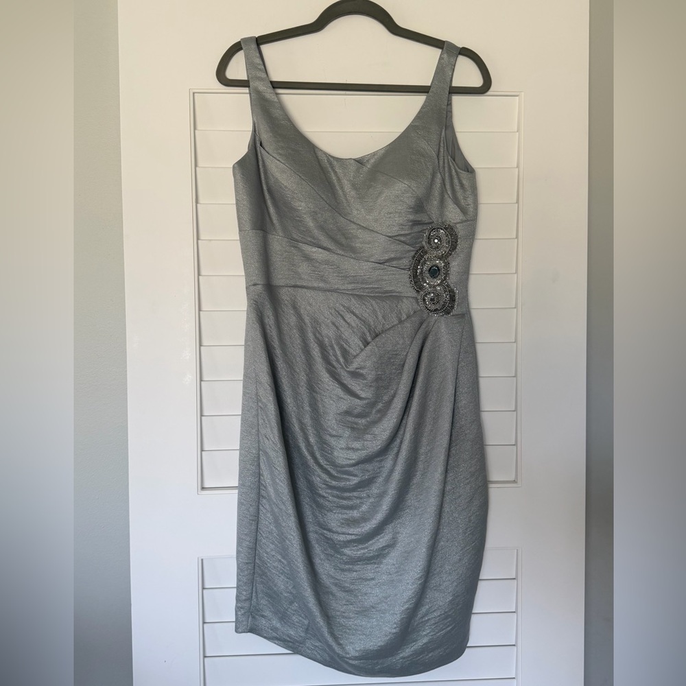 Adrianna Papell Icy Blue Embellished Midi Dress